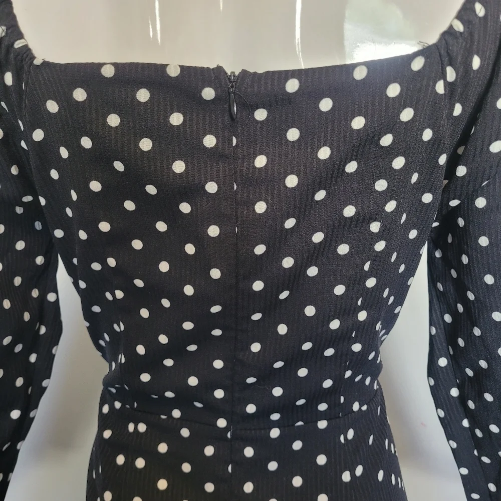 Lulus Charmed and Classy Black Polka Dot Long Sleeve Midi Dress, VGUC, Size M - Picture 5 of 10